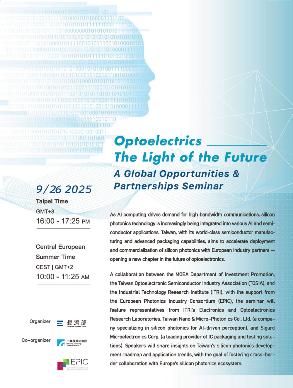 Optoelectrics The Light of the Future A Global Opportunities & Partnerships Seminar